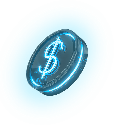 Neon coin with money symbol 3d render